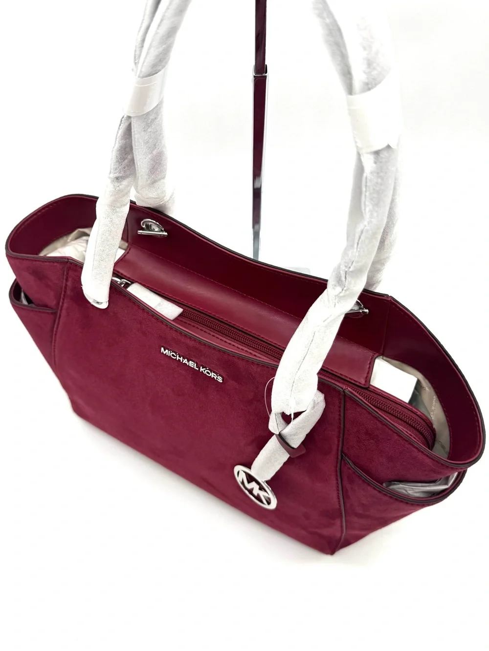 Michael Kors Jet Set Large Signature Logo Shoulder Bag - Maroon